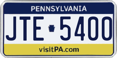 PA license plate JTE5400