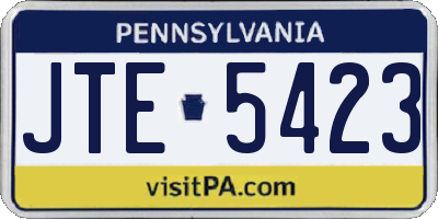PA license plate JTE5423
