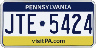 PA license plate JTE5424