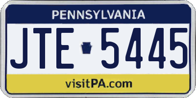 PA license plate JTE5445