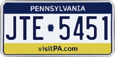 PA license plate JTE5451