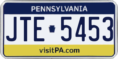 PA license plate JTE5453