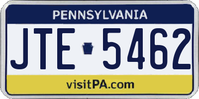 PA license plate JTE5462