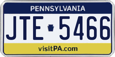 PA license plate JTE5466