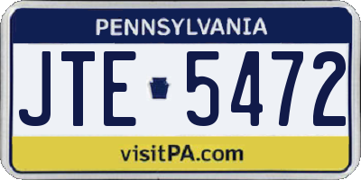 PA license plate JTE5472