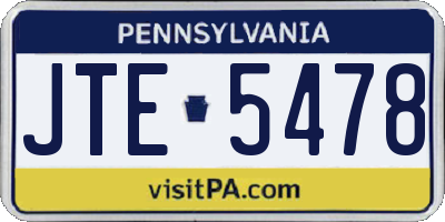 PA license plate JTE5478