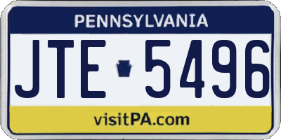 PA license plate JTE5496