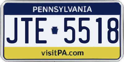 PA license plate JTE5518