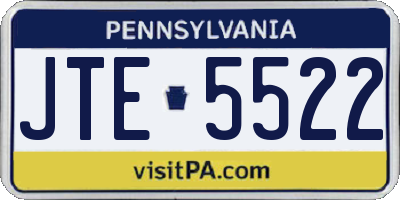 PA license plate JTE5522