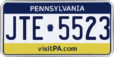 PA license plate JTE5523
