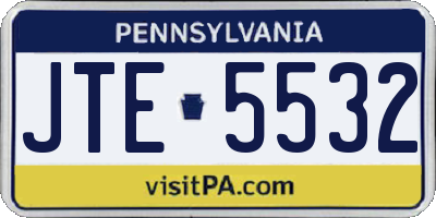PA license plate JTE5532