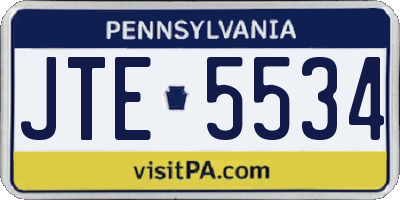 PA license plate JTE5534
