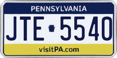 PA license plate JTE5540
