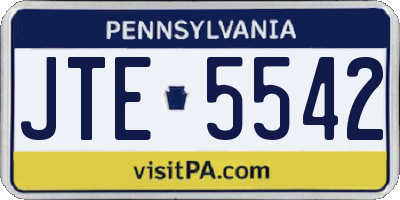 PA license plate JTE5542