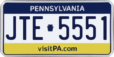 PA license plate JTE5551