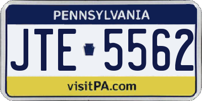 PA license plate JTE5562