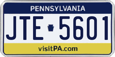PA license plate JTE5601