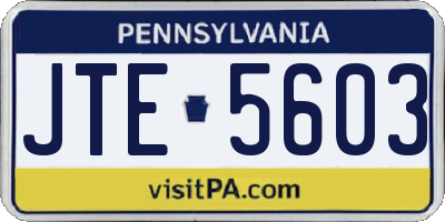 PA license plate JTE5603