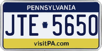 PA license plate JTE5650