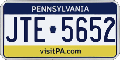 PA license plate JTE5652
