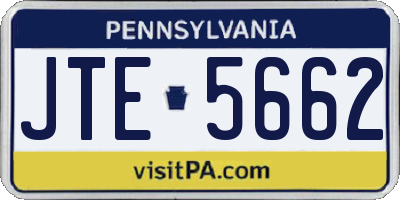 PA license plate JTE5662