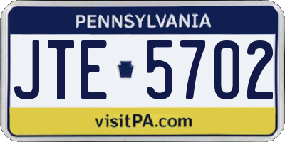 PA license plate JTE5702
