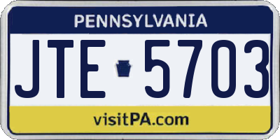 PA license plate JTE5703