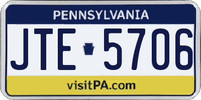 PA license plate JTE5706