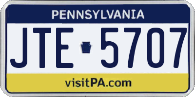 PA license plate JTE5707