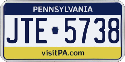 PA license plate JTE5738