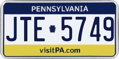 PA license plate JTE5749