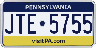 PA license plate JTE5755