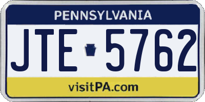 PA license plate JTE5762