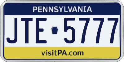 PA license plate JTE5777