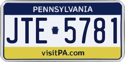 PA license plate JTE5781