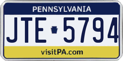 PA license plate JTE5794