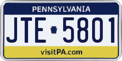 PA license plate JTE5801