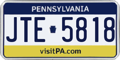 PA license plate JTE5818