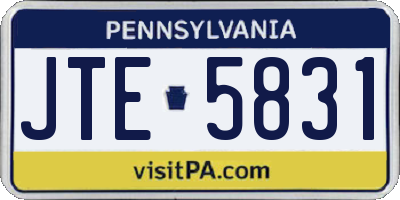 PA license plate JTE5831