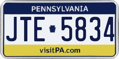PA license plate JTE5834