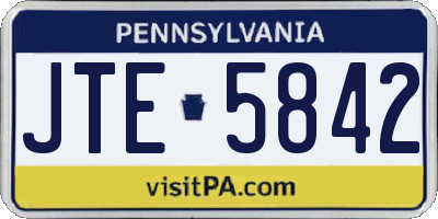 PA license plate JTE5842