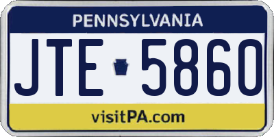 PA license plate JTE5860