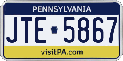 PA license plate JTE5867