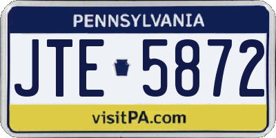 PA license plate JTE5872