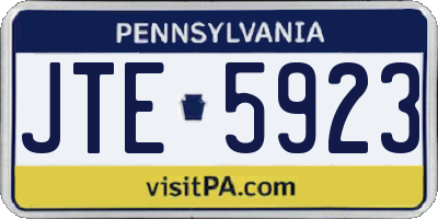 PA license plate JTE5923