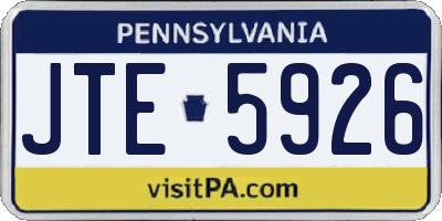 PA license plate JTE5926