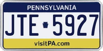 PA license plate JTE5927
