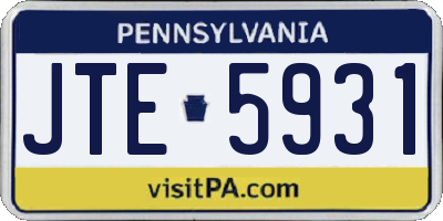 PA license plate JTE5931