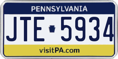 PA license plate JTE5934