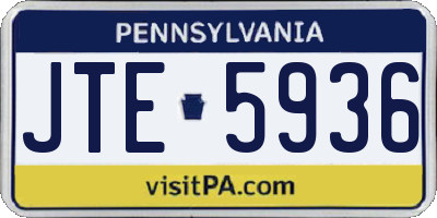 PA license plate JTE5936